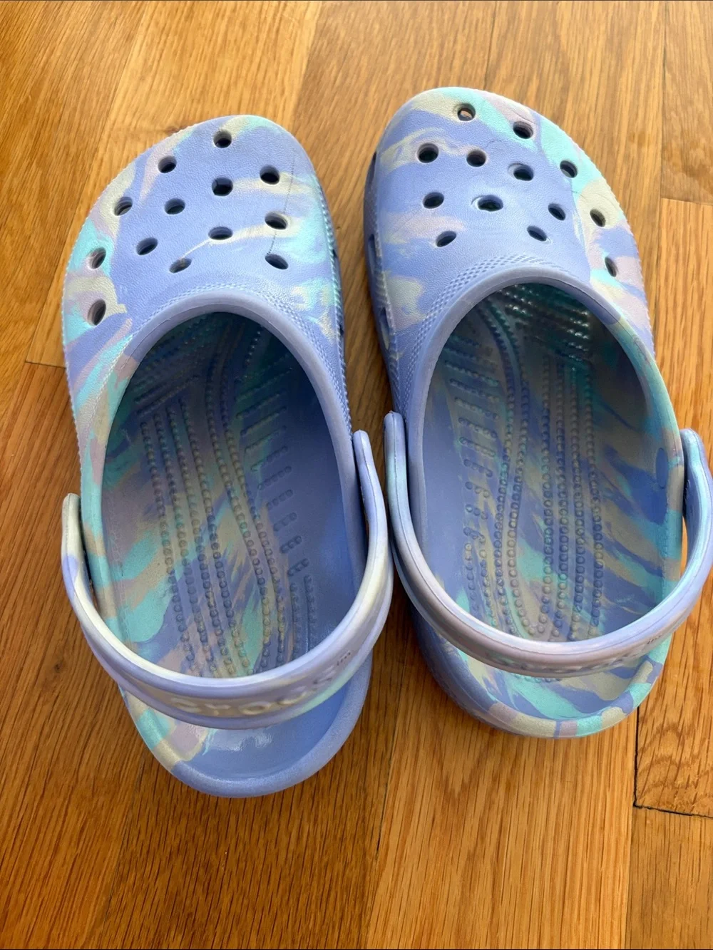 CROCS moon jelly marble Kids Lavender & Teal Tie-Dye Clog size j3 j 3 youth shoe